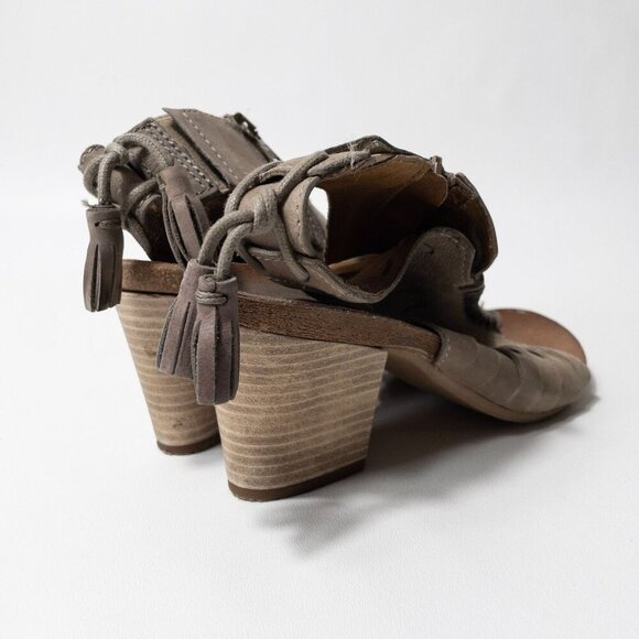 Miz Mooz Maddie Leather Heeled Sandals With Side Zipper & Tassel Accents Size 7. - Picture 8 of 12